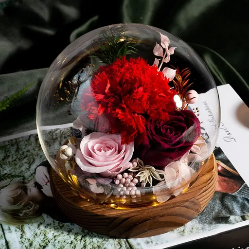 Forever Flowers Gift,Preserved Rose Flowers in a Glass Box,Immortal Roses Eternal Rose Flowers Gifts