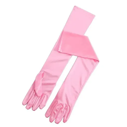 Elegant Long Satin Opera Gloves for Prom Party Wedding Costume or Formal Dress - Pink