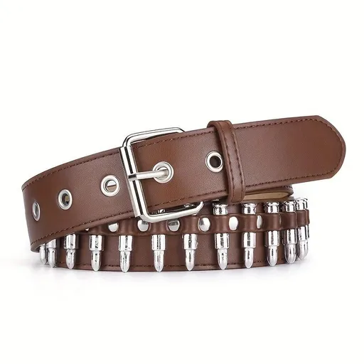 120cm Punk Studded Leather Belt for Women, Men & Girls