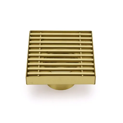 Brushed Gold Smart Square 100mm Strip Fence Floor Drain Shower Grate 50mm Waste