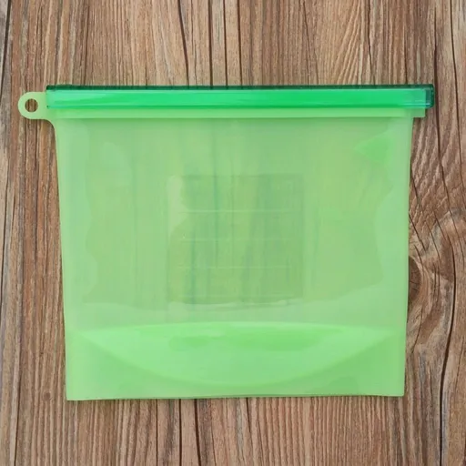 Reusable Silicone Food Storage Bags – Leakproof, Freezer-Safe, Microwave-Friendly Meal Prep Bags with Airtight Seal, Measurement Marks, and Hanging Loops for Fresh Produce, Snacks, and On-the-Go Portions (Green, 500ml)