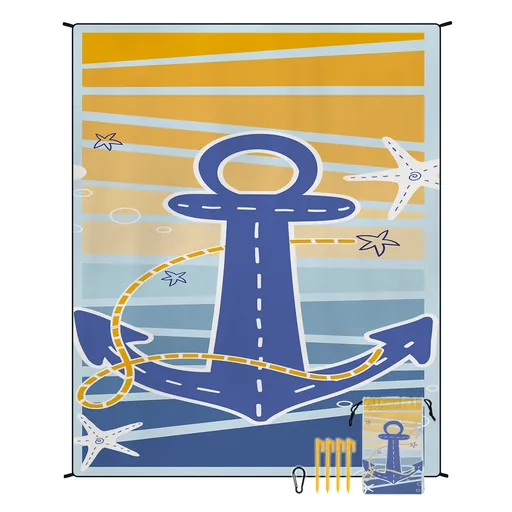 Beach Mat Quick Dry Sand Proof Waterproof Compact Lightweight Blue and Yellow