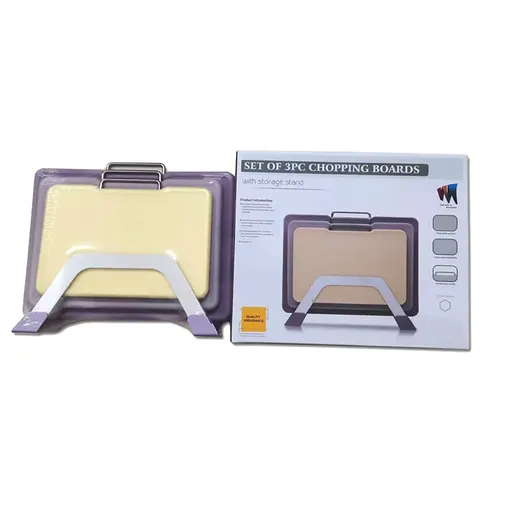 Cutting Board Set 3pcs Double Sided Chopping Boards for Kitchen Food Prep Use - Purple