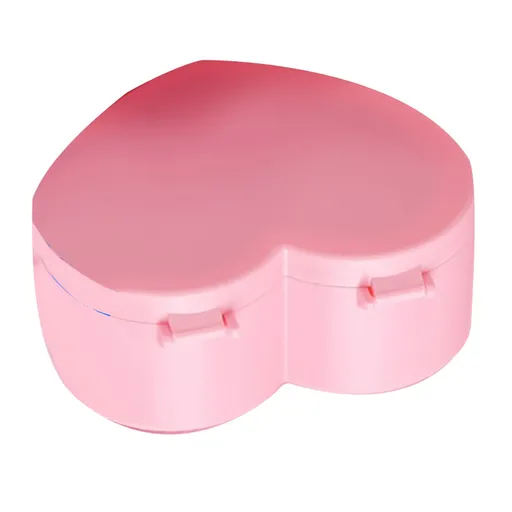 Heart Shaped Jewelry Box Plastic Dual Layer Pink Earrings Rings Storage Organizer with Mirror for Girls