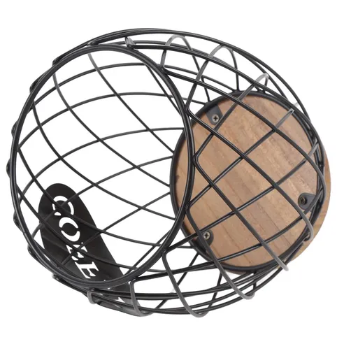 Coffee Pod Holder Iron Large Capacity Stylish Look Easy Access Wooden Base Coffee Pod Storage Organizer for Home Coffee Bar Black