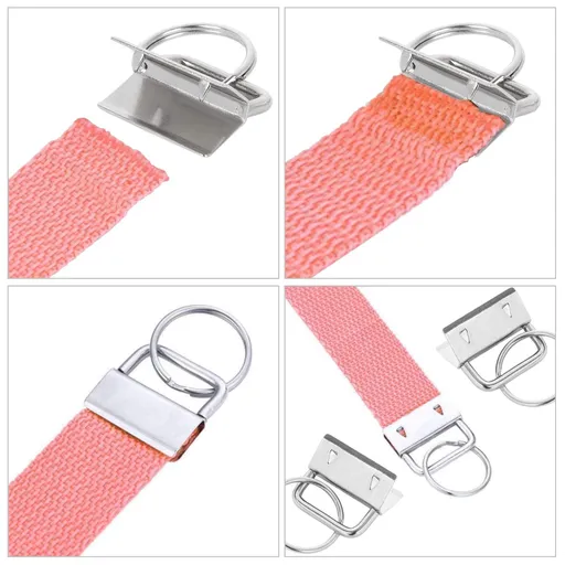 100 Pack Key Fob Hardware 1 Inch Bulk, Silver Tone Key Chain Fob Wristlet with Key Ring for Wristlet Keychain, Key Lanyard, Key Chain