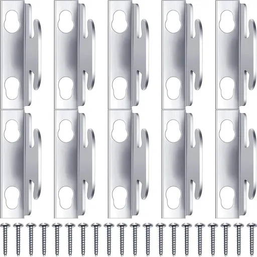 Curtain Rod Brackets & Hooks Accessories - Adjustable Sets with Screws & Support Hangers or Home & Kitchen (10 Sets)