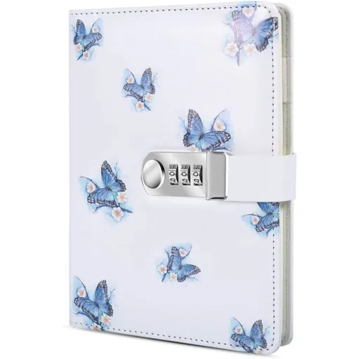 A5 Creative Password Journal with Lock, PU Leather Diary with Combination Lock Password Diary for Notebook Locking Time Book (Style 1)