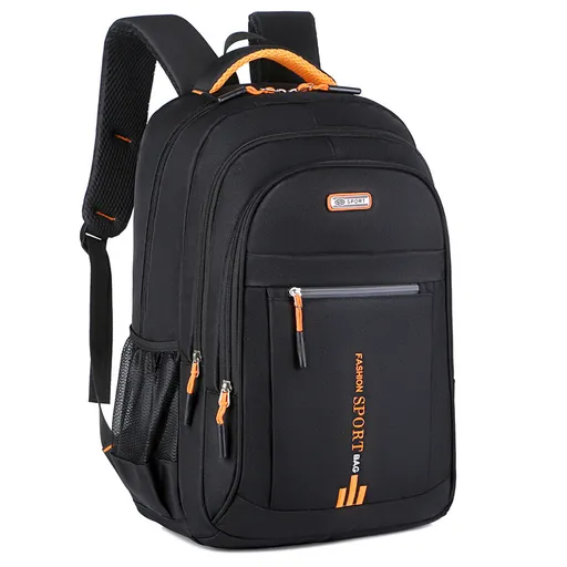 Large Capacity Business Backpack Waterproof 15.6 Inch Black and Orange
