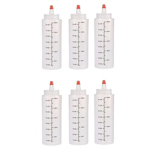 Squeeze Condiment Dispenser Bottles 250ml 500ml Sauce Craft Use Set of 6 - 250ML