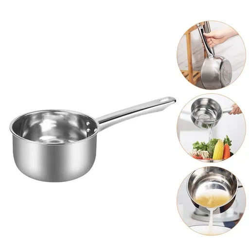 Plated Silver Stainless Steel Kitchen Pot Ladle with Long Handle for Soup Serving and Household Use