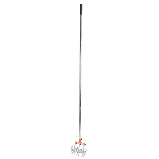 Manual Rotary Cultivator Tool Stainless Steel Teeth Adjustable Handle Garden Hand Tiller for Lawn