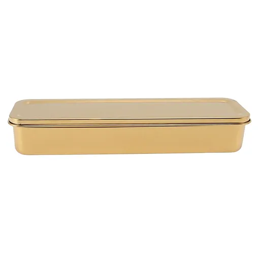 Stainless Steel Cutlery Tray Holder Kitchen Chopstick Spoon Fork Storage Box with Lid Drainer Gold