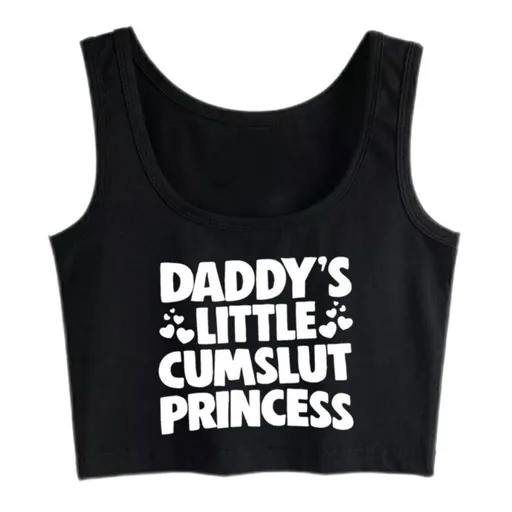 House Of Dasein Daddys Little Princess Novelty Crop Tank Top Bdsm Ddlg Shirt - Black - Xxl