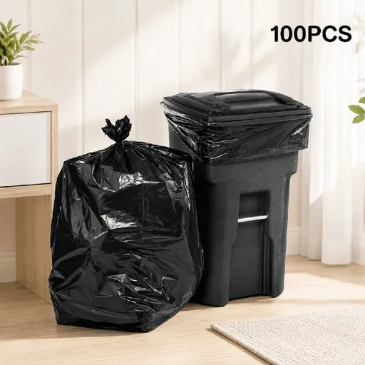 Heavy Duty Trash Bags,10 Gallon 100 Count Large Black Garbage Bags, 19.7 x 23.6 Inch Flat Top Plastic Liners for Home Kitchen Office Trash Cans and Outdoor Waste Disposal
