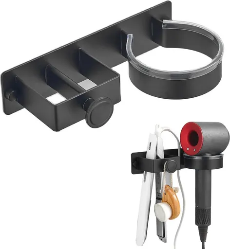 Hair Dryer Wall Bracket Holder - Hair Dryer - Hair Dryers - Hair Dryer Holders - Bathroom Hanging Rack - Hair Dryer Brush - Hair Dryer Holder - Wall Mount - Self-Adhesive - Universal - Hair Dryer - Wall Mount - For Hotel, Bathroom, Living Room, Barbe