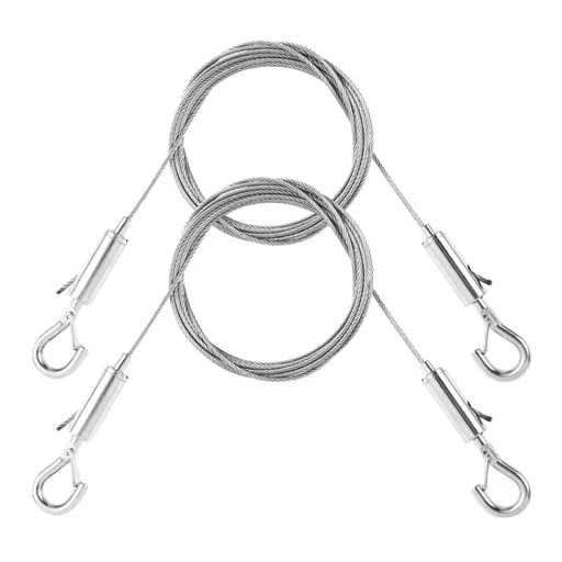 2 Pack Picture Hanging Wire, heavy duty stainless steel rope for mirrors and frames, supports up to 100 pounds, Silver, 9.84 feet