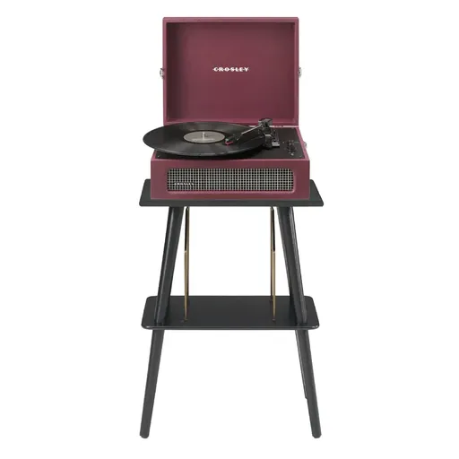 Crosley Voyager Bluetooth Portable Turntable + Entertainment Stand Bundle - Burgundy