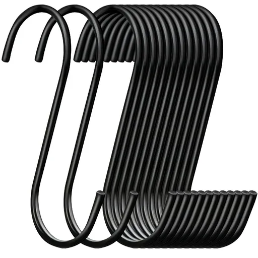 30 Pack Heavy Duty S Hooks Black Steel S Shaped Hooks for Hanging Pans Pots Plants Bags Towels Kitchen Hooks Hanger