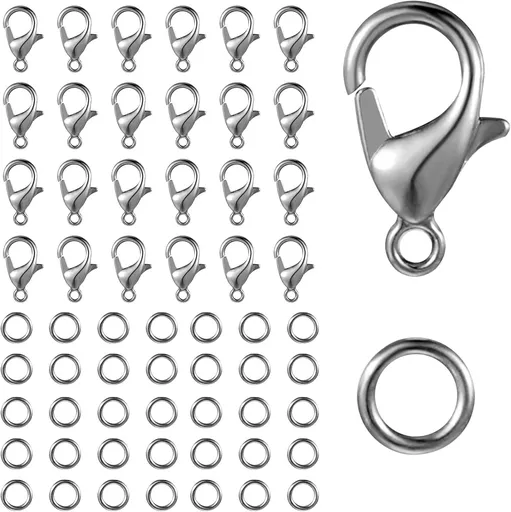 250pcs Lobster Claw Clasps With Open Jump Rings Set,jewelry Bracelet Connectors Necklace Clasp Bracelet Clasp Jump Rings For Jewelry Making (silver)