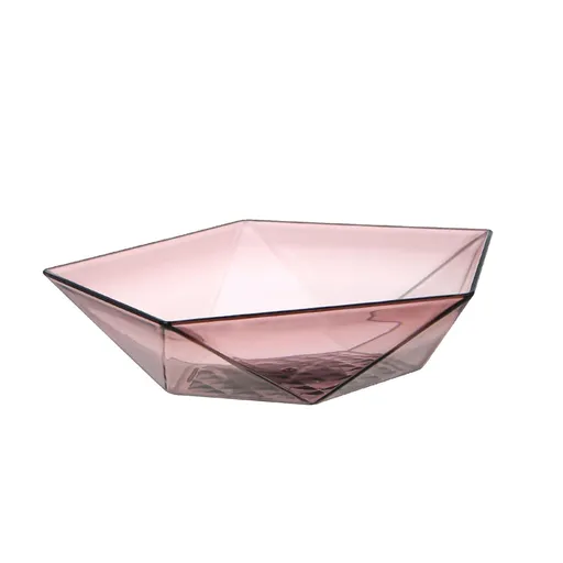 Fruit Bowl Large Capacity Geometric Unbreakable Plastic Snacks Salad Serving Bowls Trays for Home Kitchen Dark Pink
