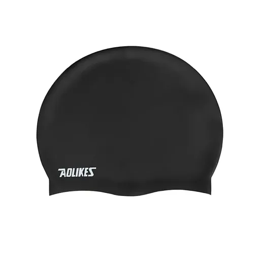 Aolikes Silicone Swimming Cap Waterproof Unisex Swim Hat for Men and Women - Black