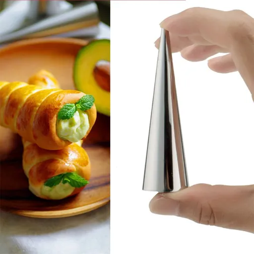 3 PCS Stainless Steel Cream Roll Horn Forms Croissant Cones Moulds for Baking Cream Horn Cones Tubes Stainless Steel Conical
