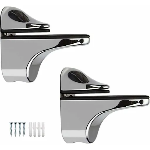 2-Piece Adjustable Glass Shelf Bracket, Support For 5-21Mm Thickness Wood/Glass Shelves
