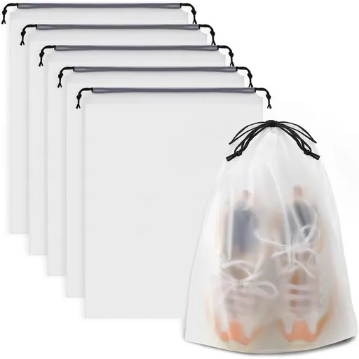 10 Pack Shoe Bags for Travel, 10" x 14" Clear Travel Shoe Bags for Packing, Large Waterproof Portable Drawstring Trave