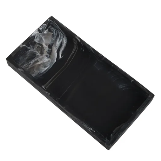 Silicone Storage Tray Shatterproof Key Finger Ring Countertop Sink Vanity Soap Dispenser Tray for Bathroom Marbling Black