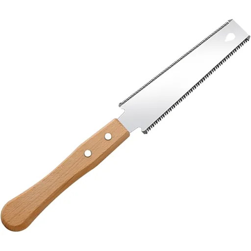 Japanese Pull Saw, Double Edge Hand Saw with Wooden Handle for Flush Cutting Trim Work Carpentry and Woodworking, Silver