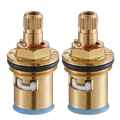 Faucet Ceramic Cartridge Valve, G1/2" Brass Tap Ceramic Disc Cartridges Replacement for Hot Cold Water-2pcs