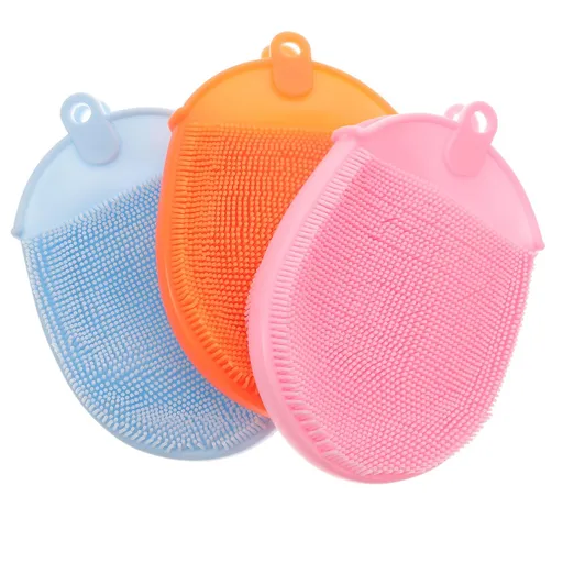 Silicone Bath Brush Silicone Shower Glove Face Scrub Brush Silicone Loofah Brush Silicone Body 3pcs Color Random