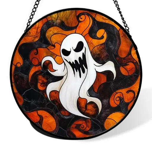 Stained Glass Window Hanging-Halloween Decorations Pumpkin Suncatcher, Fordoorsgar Denindoor Spooky Funny Sun Catchers Gothic Decor Horror Womenmen Friend - A - Size 20cm*20cm