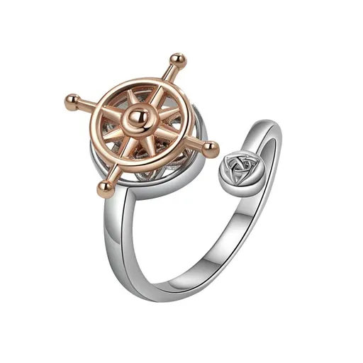 Ring, men's and women's personality, fashionable, rotatable double-layer rudder, rotating ring, women's