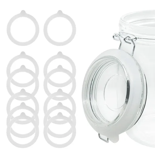 12 Pieces Rubber Seals Rings for Glass Jars, Airtight Silicone Replacement Gasket, Leakproof Silicone Gasket Sealing Rings for Mason Jars, Elastic and Fits Most Sizes (White)
