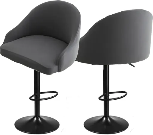Square Saddle Bar Stool Covers Set of 2, Stretch Jacquard Washable Seat Slipcovers, Grey