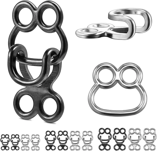 60 Set Hooks and Eyes for Sewing, Clothing Hook Replacement Clasps, Hook and Eye Closures for Fur Coats Jackets Trousers Underwear Sewing DIY Craft
