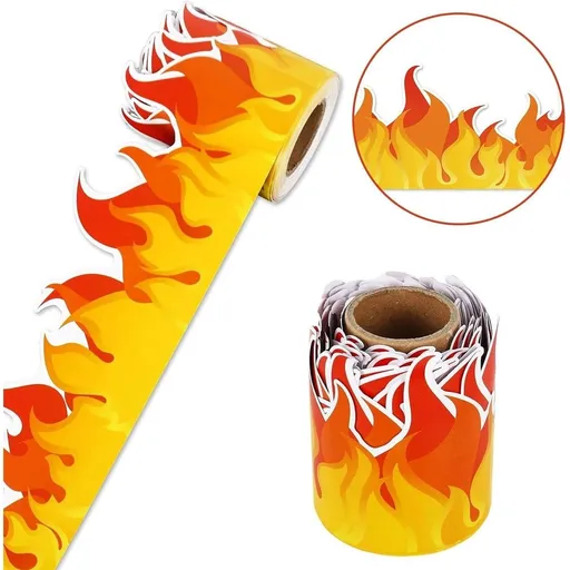 Flame Bulletin Board Borders Decorative Trim Scalloped Edge Self-Adhesive Paper Border Stickers for School Classroom Blackboard Whiteboard Decor 2.95 Inches x 68.9 Feet