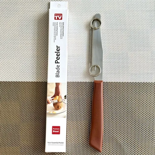 2-in-1 Stainless Steel Spring Peeler, Fruit and Vegetable Slicer, Peeling Tool - Brown