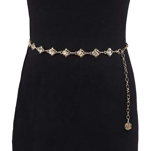 Fashionable metal crystal women's waist chain, fashionable versatile diamond tight pants chain, women's chain