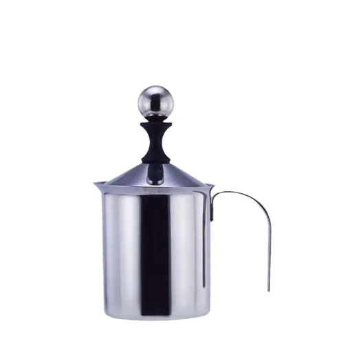 Milk Frother, 304 Stainless Steel Manual Milk Foamer, Handheld Coffee Milk Frothing Pitchers, Manual Operated, for Cappuccino Coffee Latte Hot Chocolate(400ML)