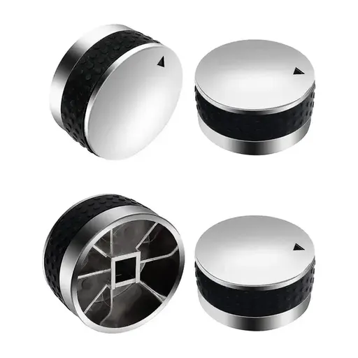 4 Pack Gas Grill Control Knobs with 6 mm and 8 mm D-Shaped Valve Stem Adapters for BBQ Grills and Cooking Appliances, Silver and Black
