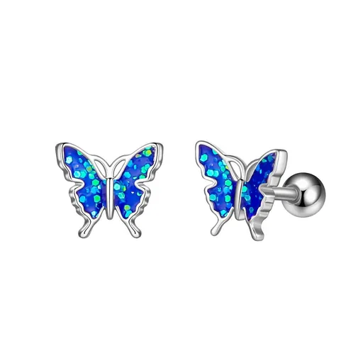 3pcs Stainless Steel Dainty Butterfly Cartilage Colorful Enamel Stud Earrings Screw Backs CZ Paved Eyebrow Rings,Curved Barbells