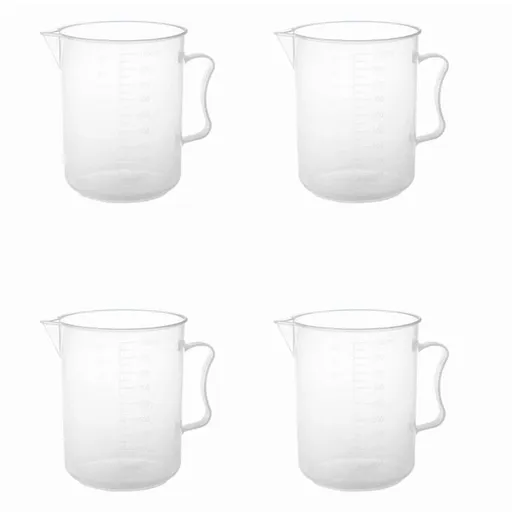4X 1000ml Transparent Graduated Beaker with Handle