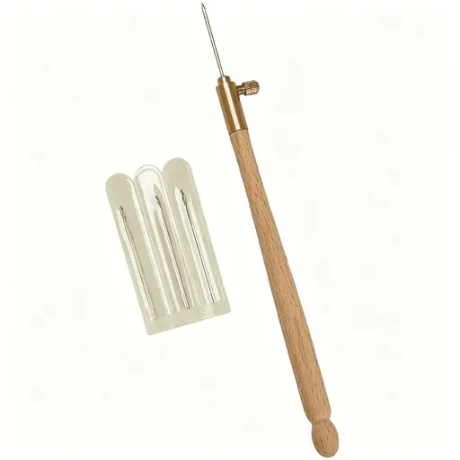 Tambour Embroidery Hook Needle Kit,Beading Tool with 3 Interchangeable Needles(0.8Mm1.3Mm1.8Mm)For Beadwork Sequin Crafting,Wood Handle Tambour Beading Kit