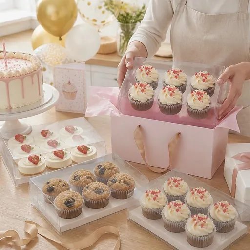 10Pcs Clear Dessert Boxes Cupcake Packaging – Transparent Bakery Cake Gift Boxes