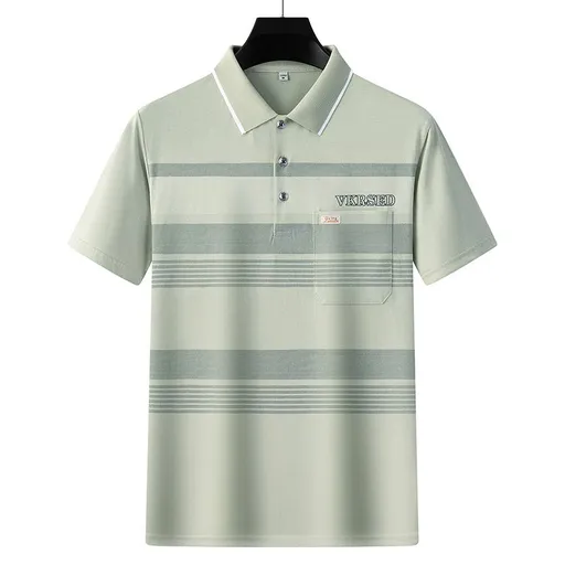 Men Summer Cotton Polo Shirt Loose Breathable B011 apricot