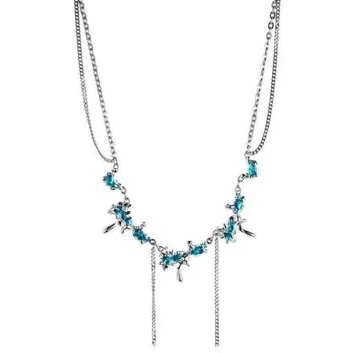 Irregular Necklace for Women Pearl Zircon Cat's Eye Stone Star Pendant Zircon Water Drop OT Chain Fashion Simple Daily Jewelry
