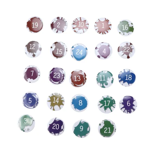 Lucky Number Button Pin Unique Pattern Button Pin Cartoon Advent Calendar Brooch24PCS Paint Graffiti